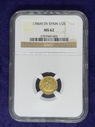 Spain Charles III Gold 1/2 Escudo 1786 M DV MS 62
