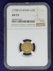 Spain Charles III Gold 1/2 Escudo 1778 S CF AU 53
