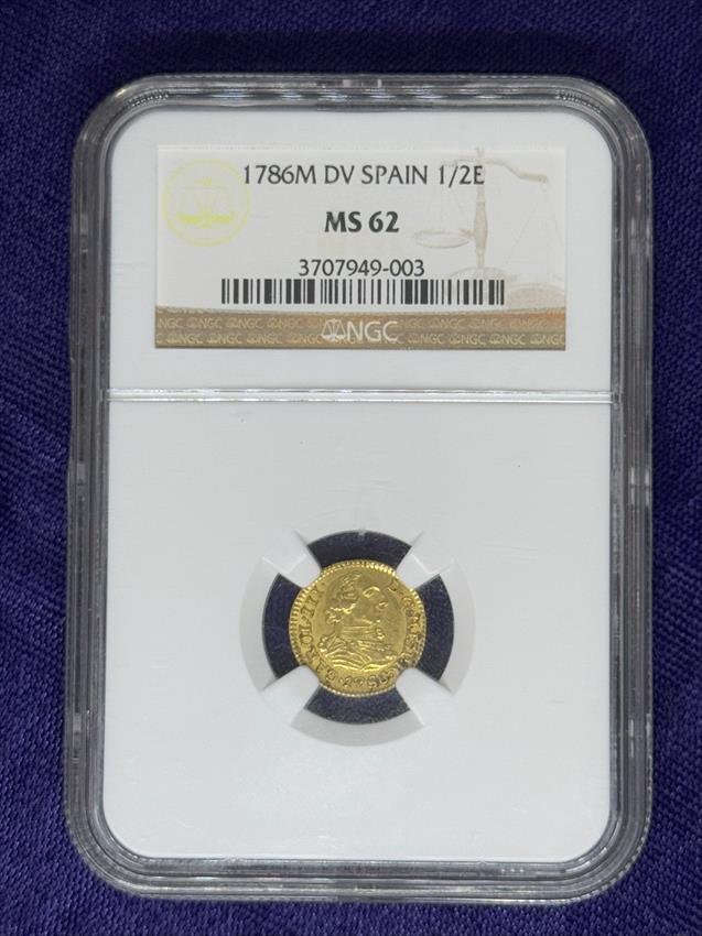 Spain Charles III Gold 1/2 Escudo 1786 M DV MS 62