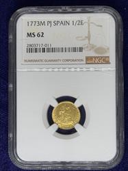 Spain Charles III Gold 1/2 Escudo 1773 M PJ MS 62