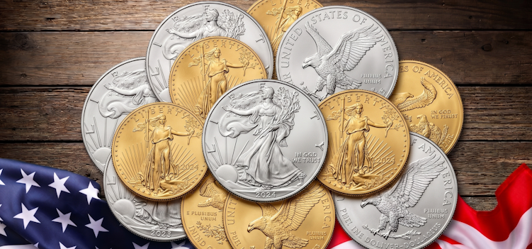 coins by american flag
