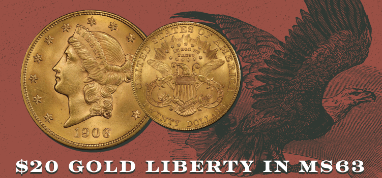 $20 Liberty Gold in MS63 Header