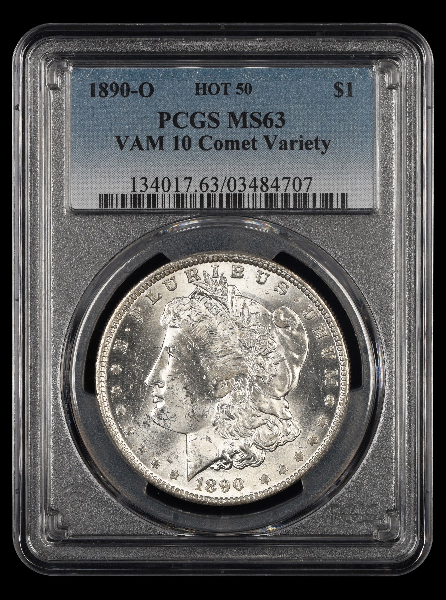 1890 O $1 PCGS MS63 VAM 10 Comet Variety Hot 50 MS63