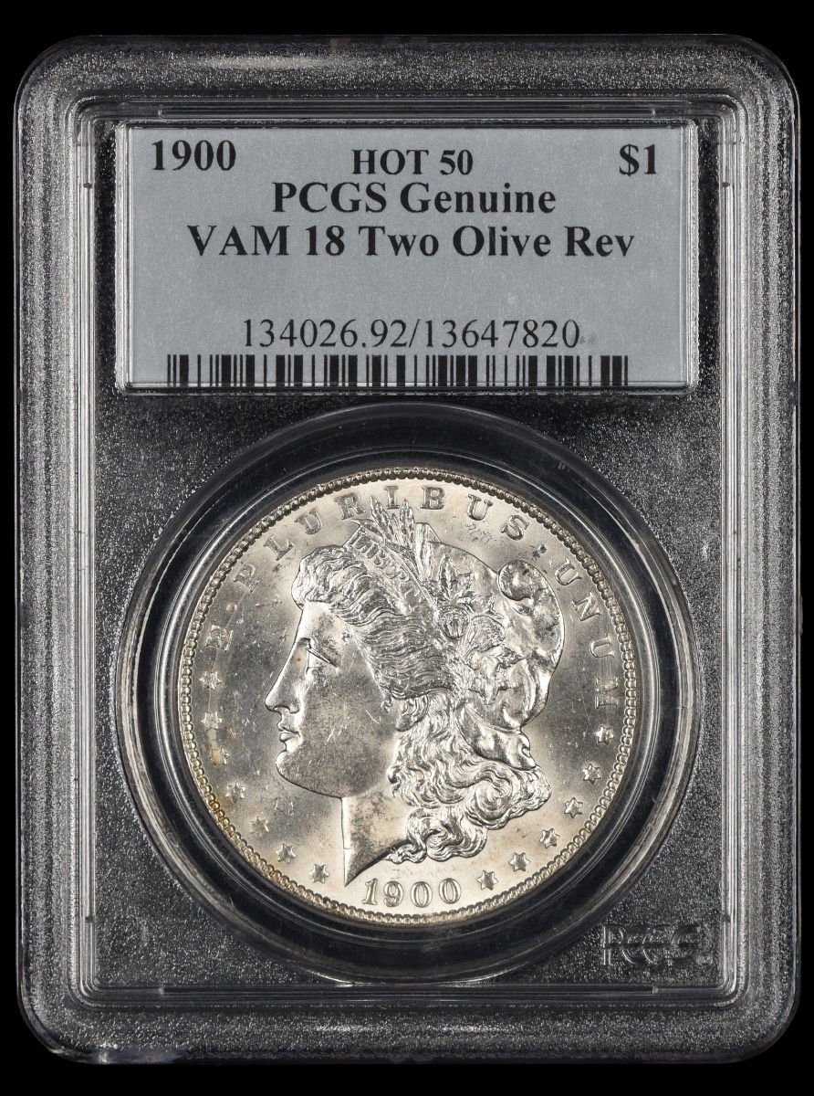 1900 $1 VAM 18 Two Olive Reverse PCGS Genuine Hot 50 Genuine