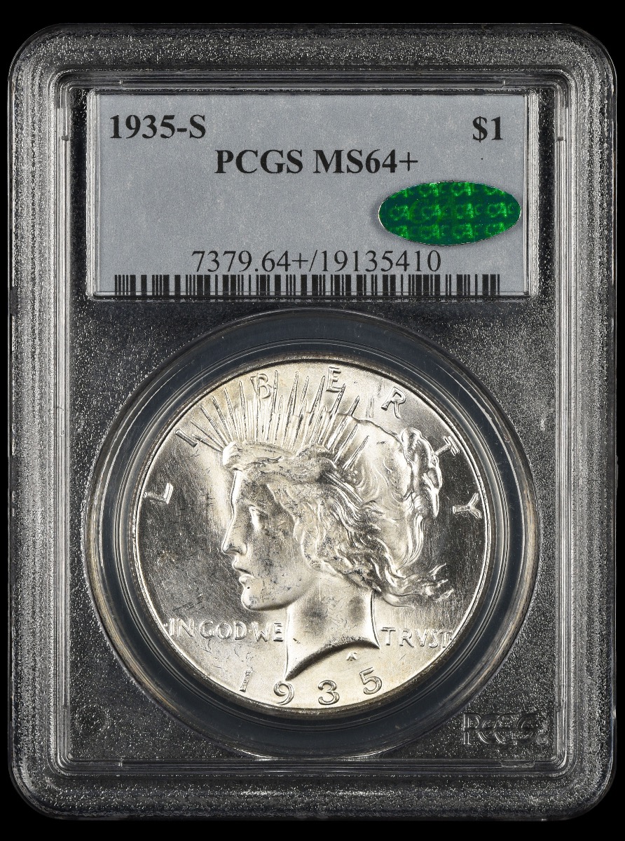 1935 S $1 PCGS MS64+ CAC MS64+ CAC