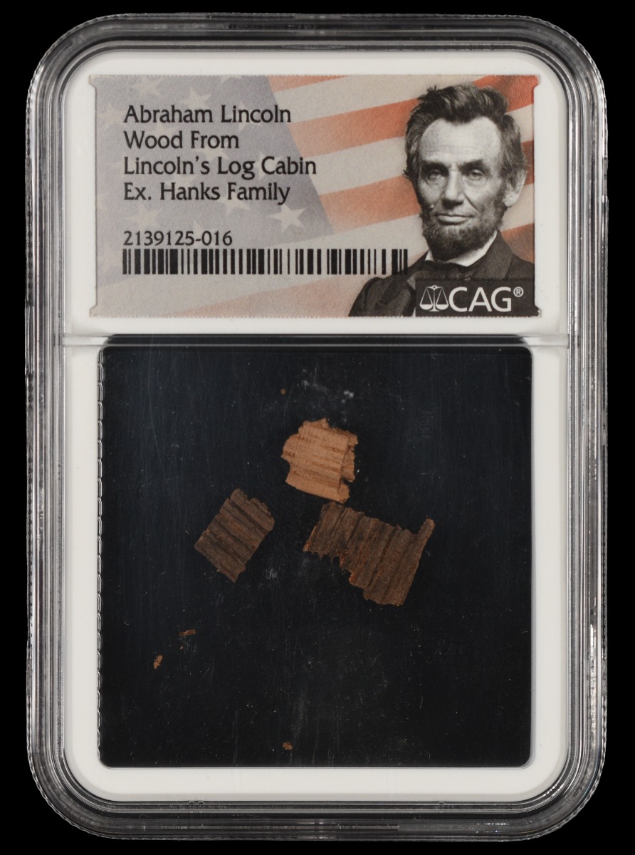 Abraham Lincoln Wood from Lincolns Log Cabin ex Hanks Family 