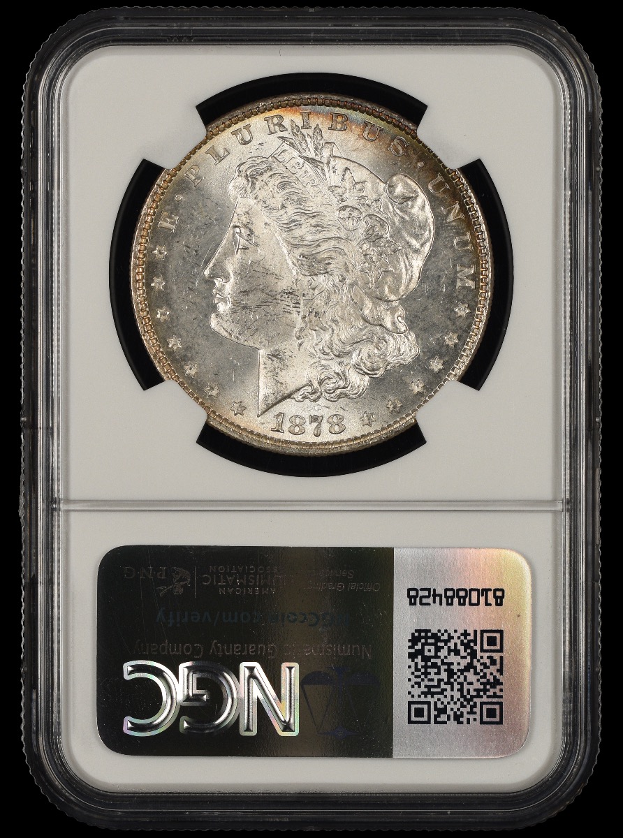 1878 8TF $1 NGC MS63 VAM-17 Bill Fivaz Signature Label MS63