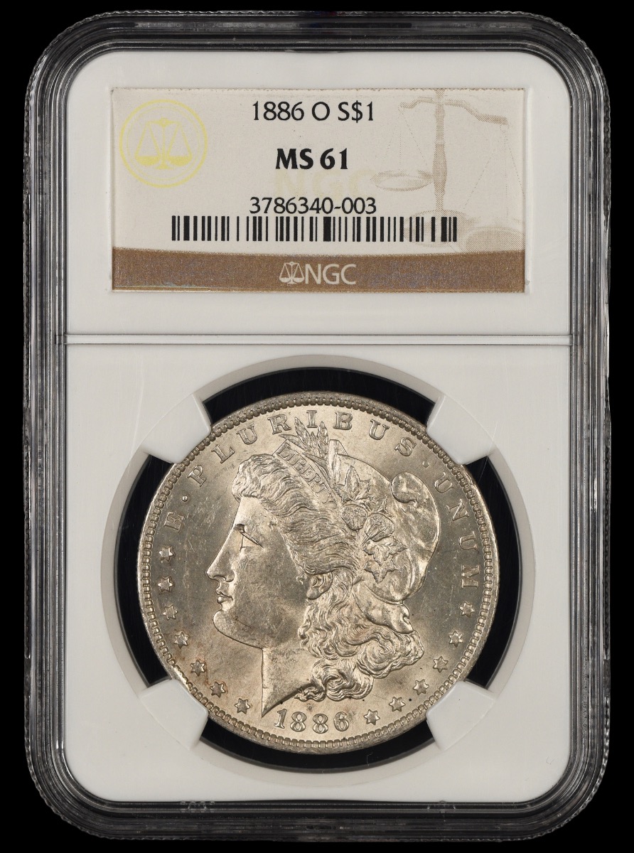 1886 O $1 NGC MS61 MS61