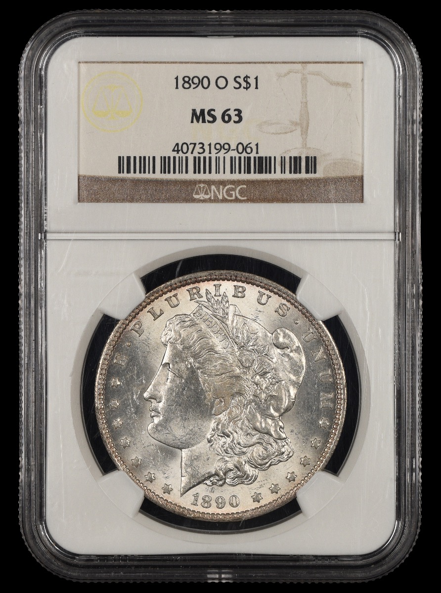 1890 O $1 NGC MS63 63