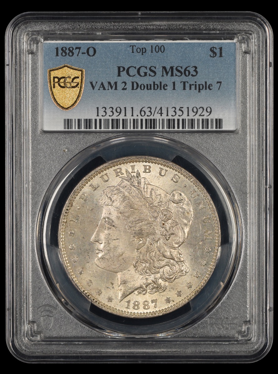 1887 O $1 VAM 2 Double 1 Tripled 7 PCGS MS63 Top 100 MS63