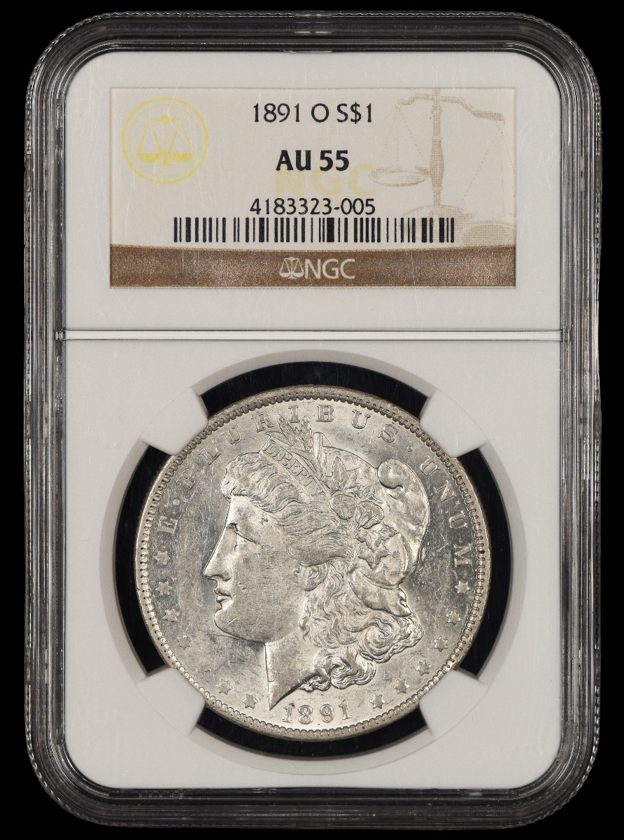 1891 O $1 NGC AU55 AU55