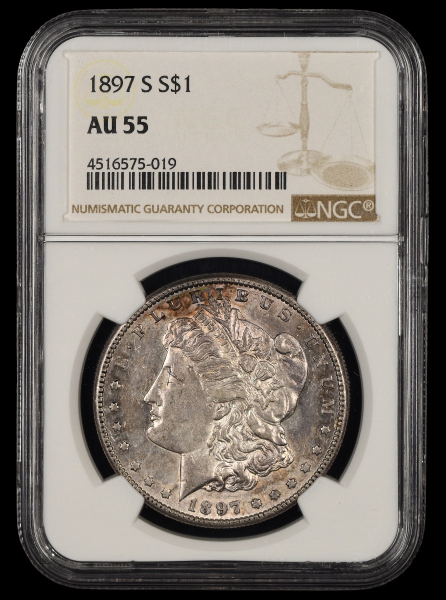 1897 S $1 NGC AU55 55