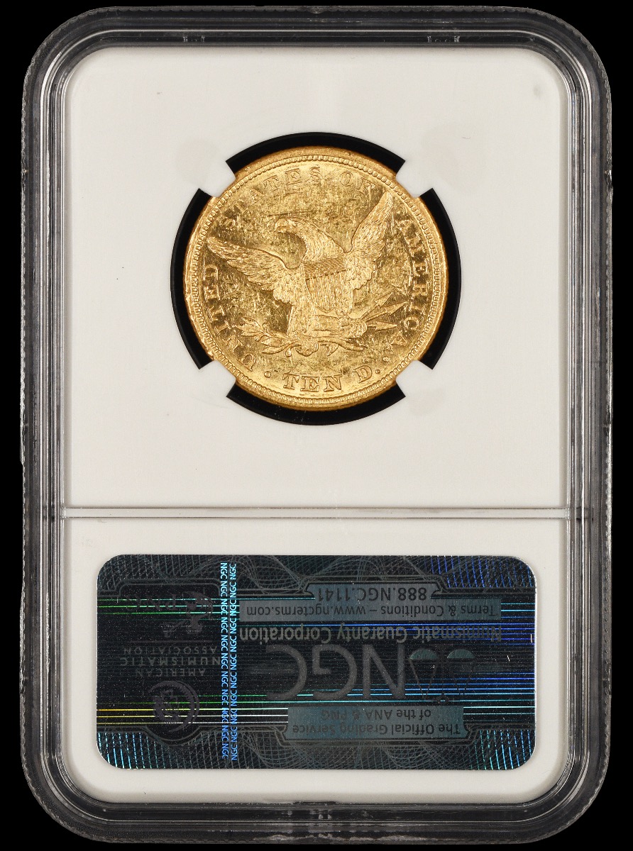 1843 $10 Gold Doubled 843 NGC AU58 SS Republic Shipwreck AU58