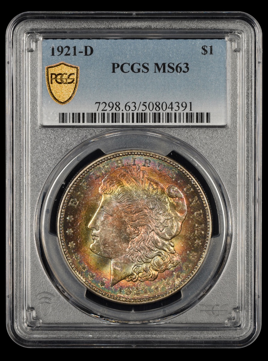 1921 D $1 PCGS MS63 Attractively toned MS63 TONED