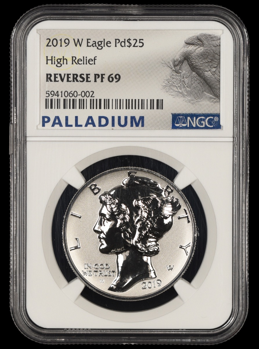 2019 W $25 Palladium Eagle High Relief NGC Reverse PF69 PF69