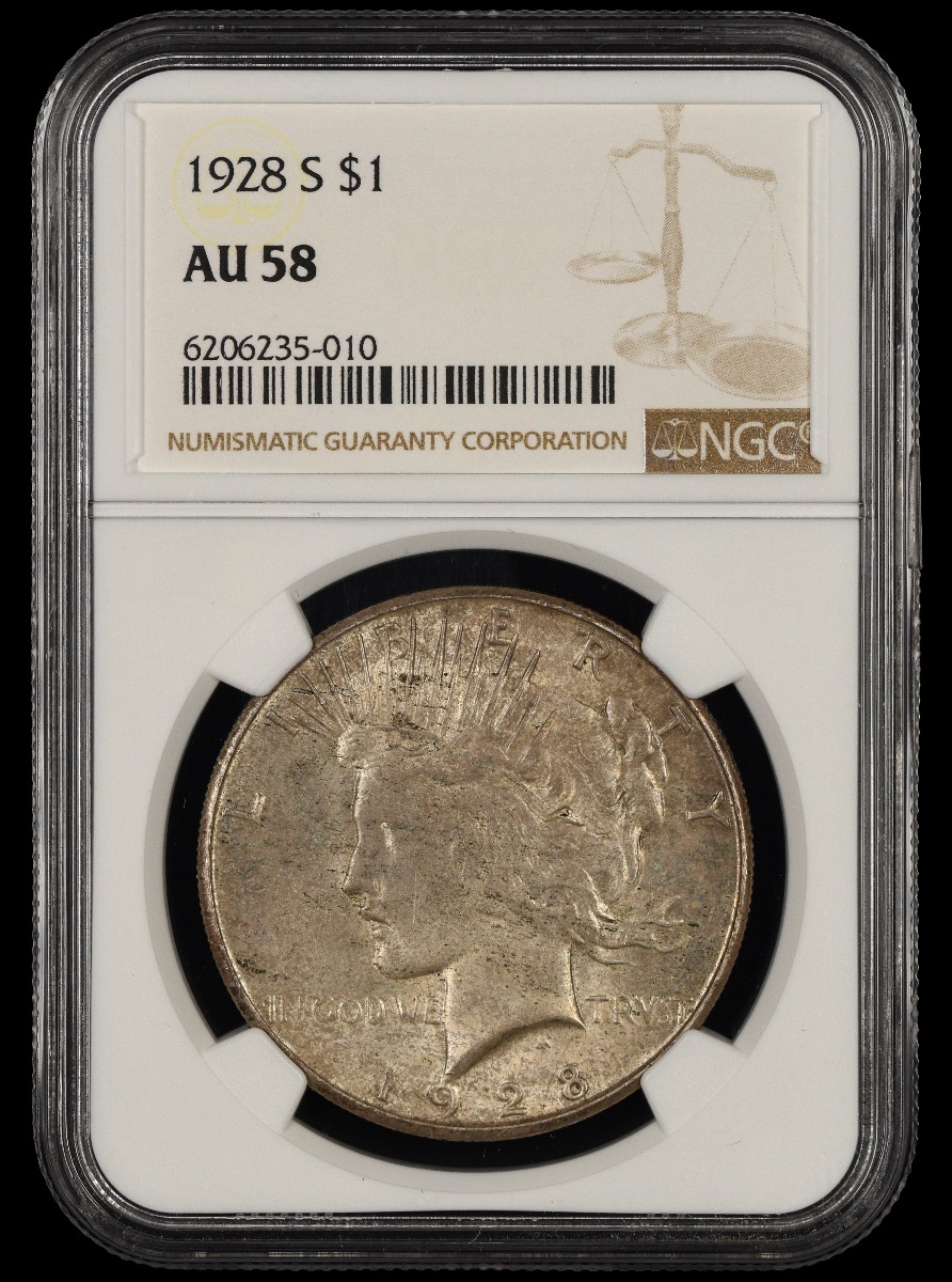 1928 S $1 NGC AU58 58
