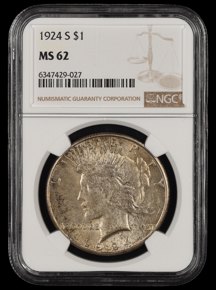 1924 S $1 NGC MS62 62