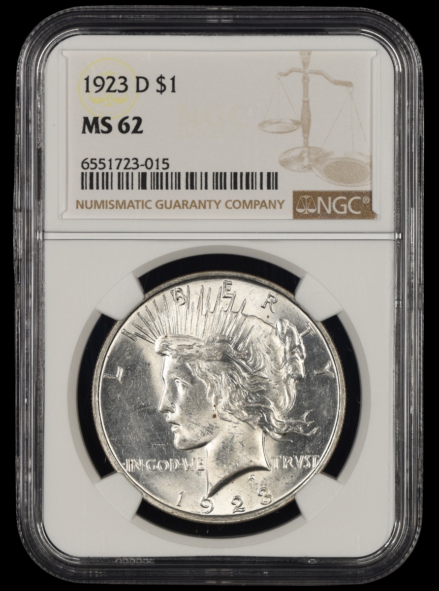 1923 D $1 NGC MS62 MS62