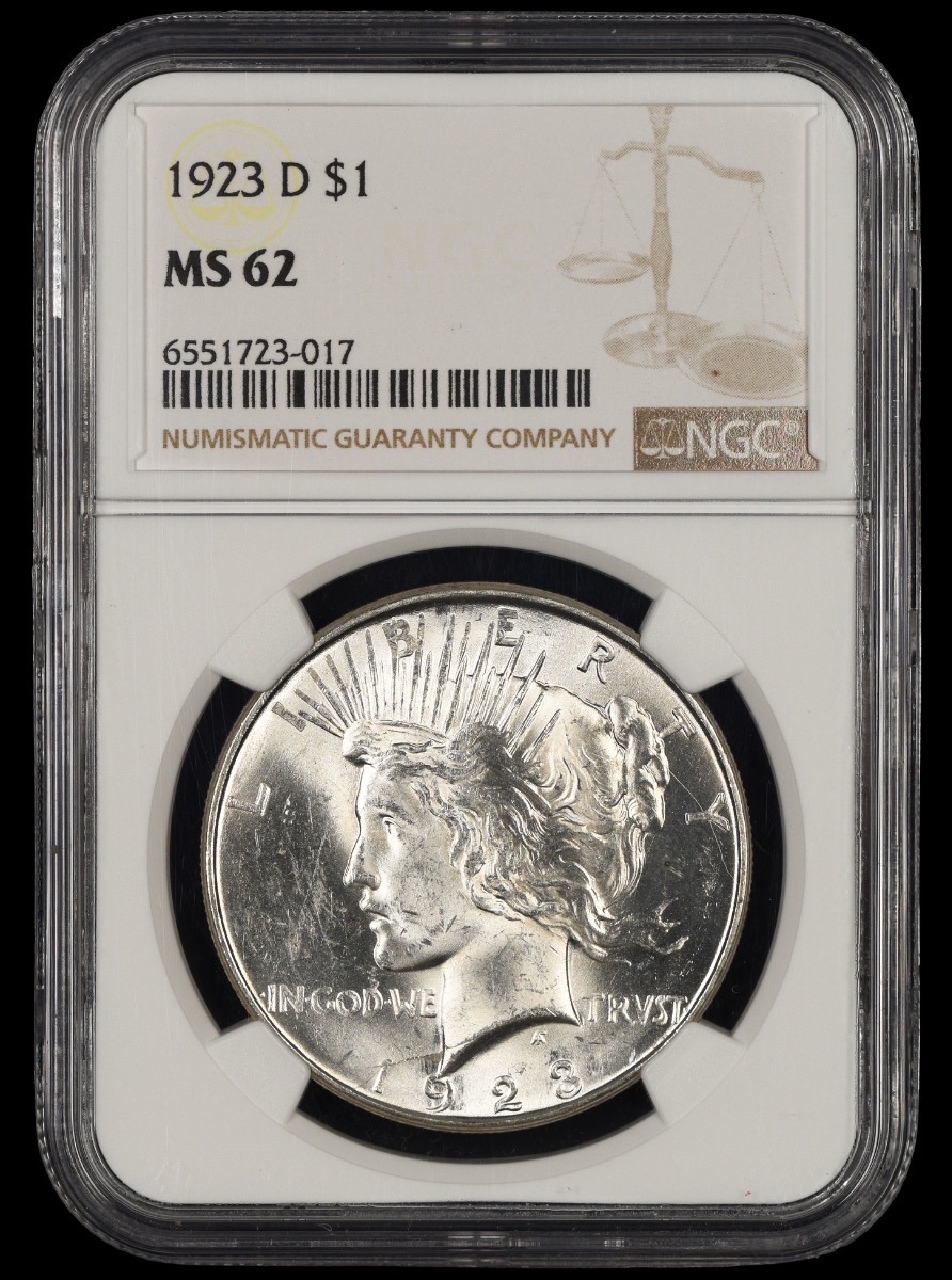1923 D $1 NGC MS62 MS62