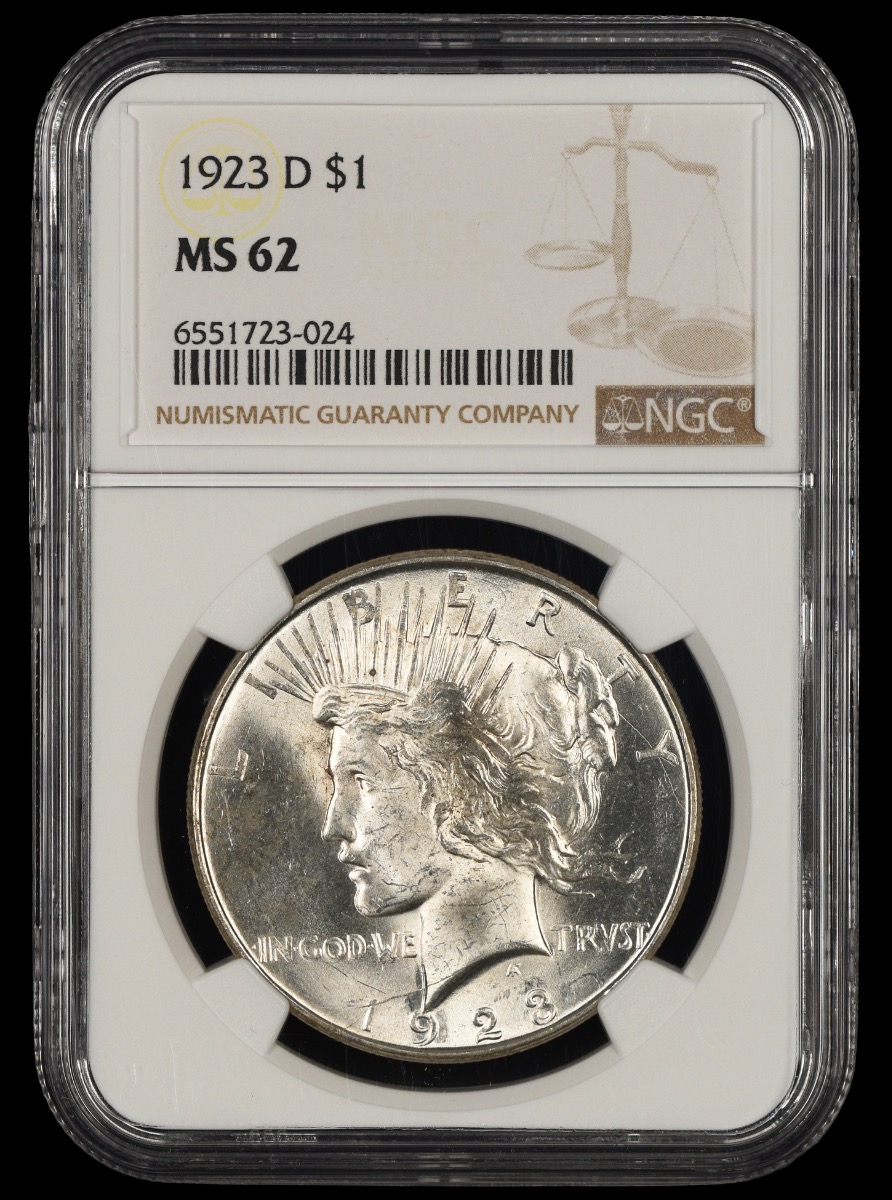 1923 D $1 NGC MS62 MS62