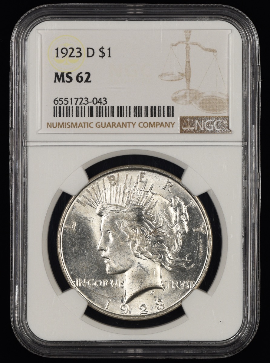 1923 D $1 NGC MS62 MS62