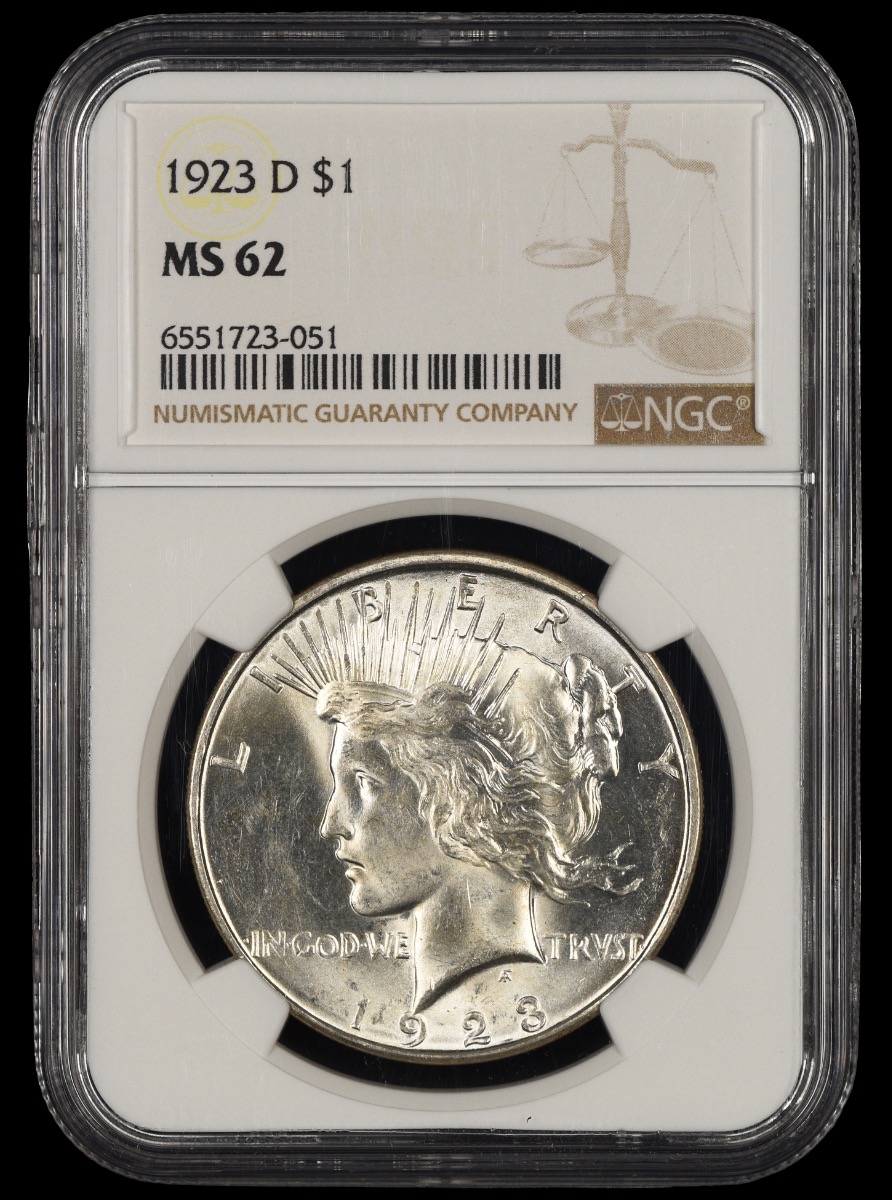 1923 D $1 NGC MS62 MS62