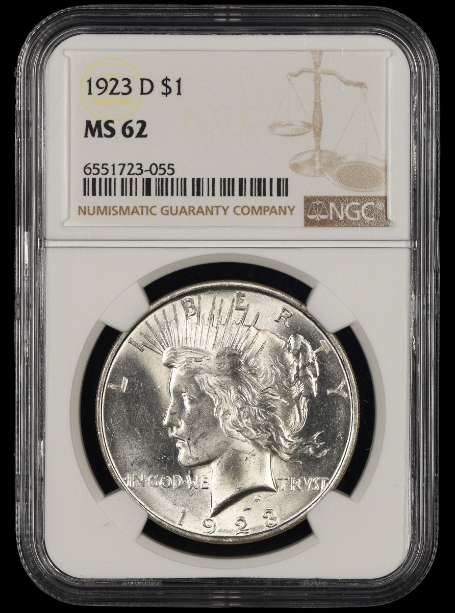 1923 D $1 NGC MS62 MS62