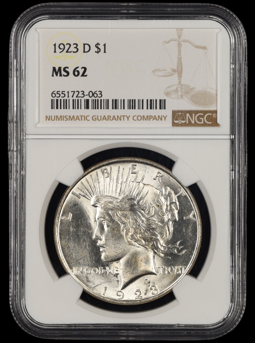 1923 D $1 NGC MS62 MS62