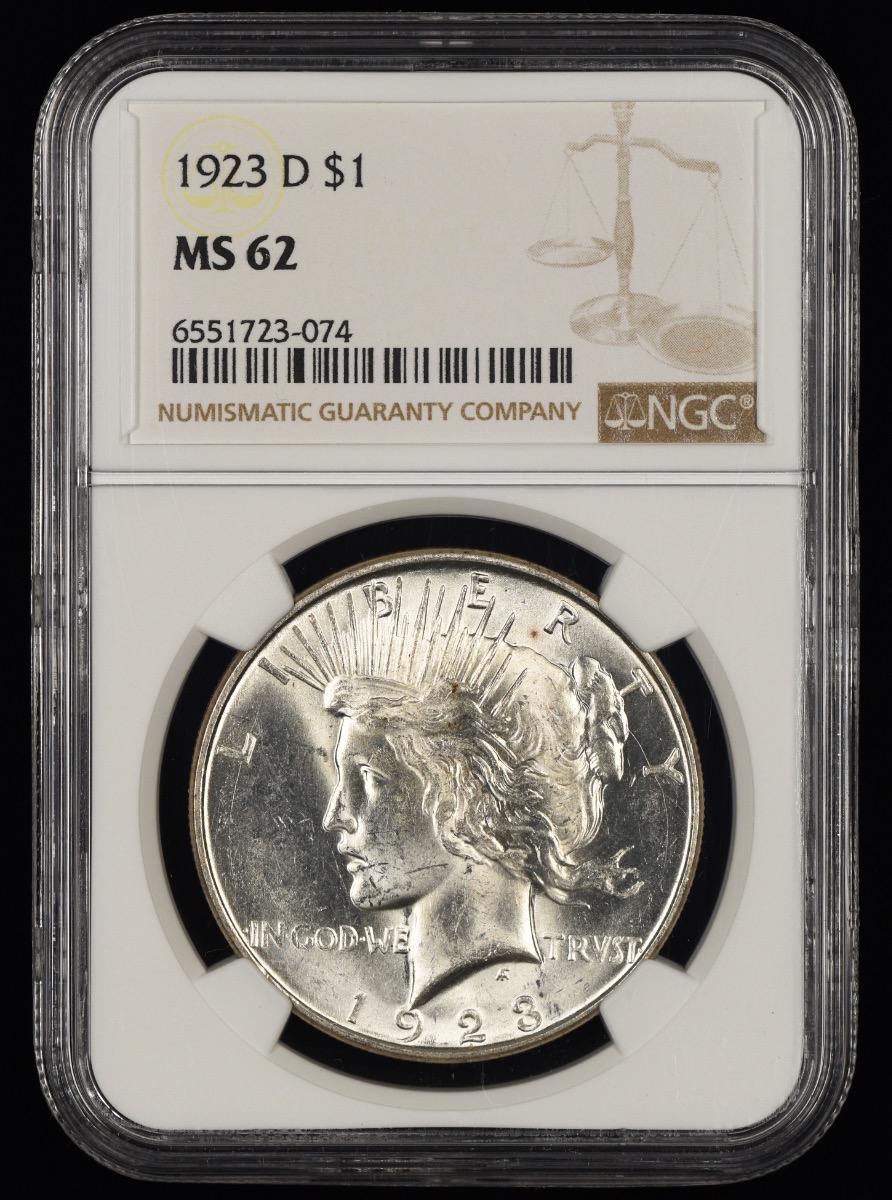 1923 D $1 NGC MS62 MS62