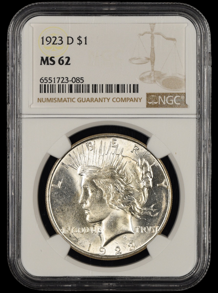 1923 D $1 NGC MS62 MS62
