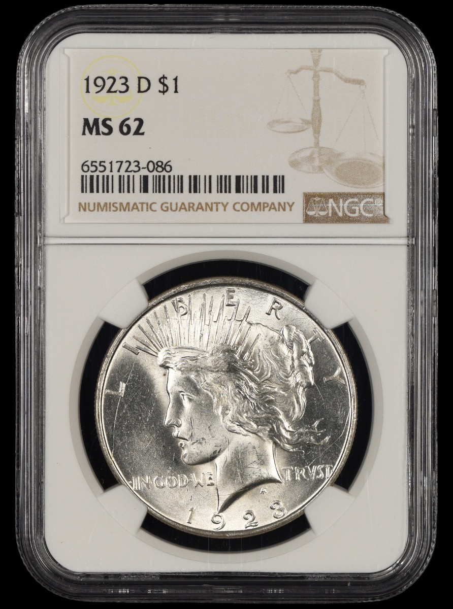 1923 D $1 NGC MS62 MS62