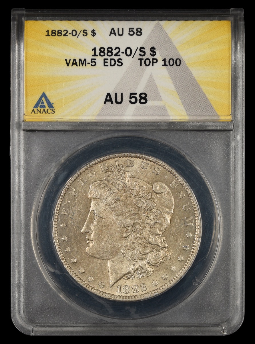 1882 O/S $1 ANACS AU58 VAM-5 EDS Top 100 AU58