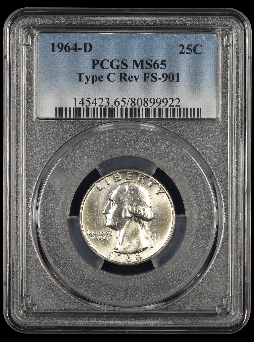 1964 D Washington Quarter Type C Reverse FS-901 PCGS  MS65
