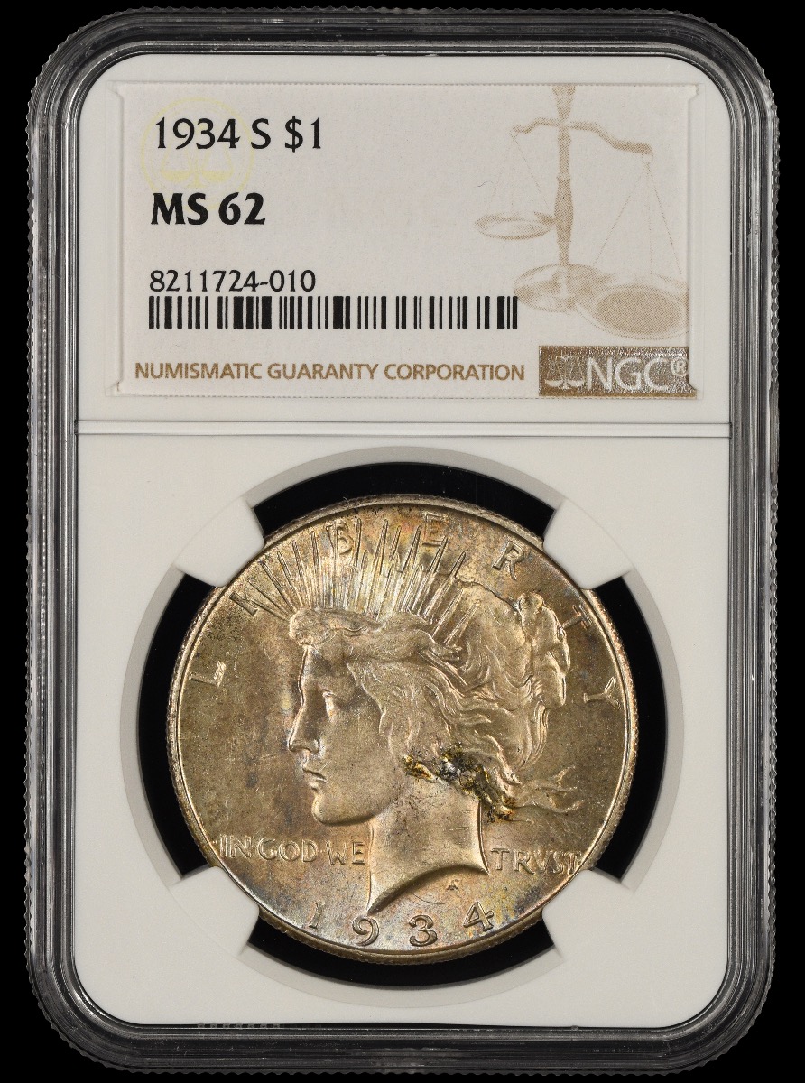 1934 S $1 NGC MS62 MS62