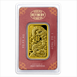 1 OZ GOLD BAR LUNAR DRAGON ASAHI MINT 