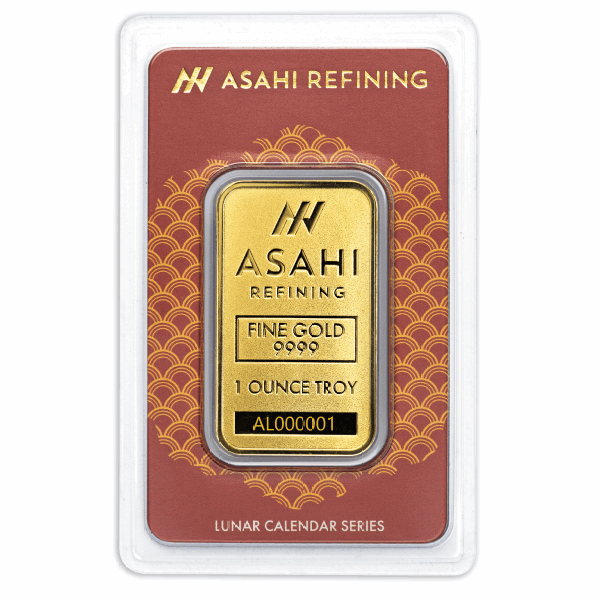 1 OZ GOLD BAR LUNAR DRAGON ASAHI MINT 