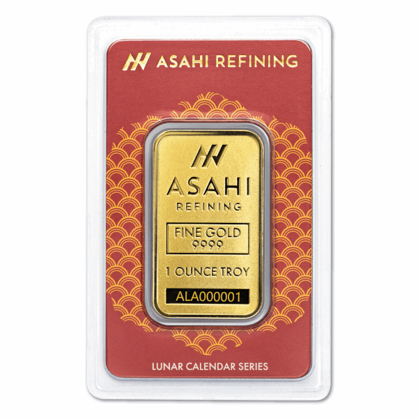 1 OZ GOLD BAR LUNAR SNAKE ASAHI MINT 