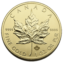 1 OZ CANADIAN GOLD MAPLE LEAF .9999 FINE