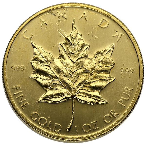 1 OZ CANADIAN GOLD MAPLE LEAF SCRUFFY 