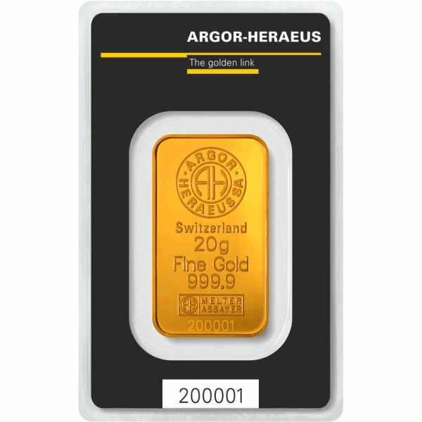 20 GRAM GOLD BAR ARGOR-HERAEUS 