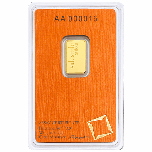 2.5 GRAM GOLD BAR VALCAMBI 