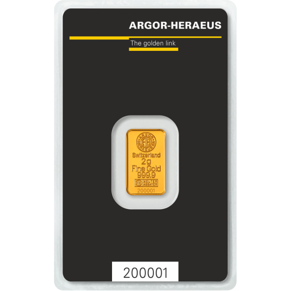 2 GRAM GOLD BAR ARGOR-HERAEUS 