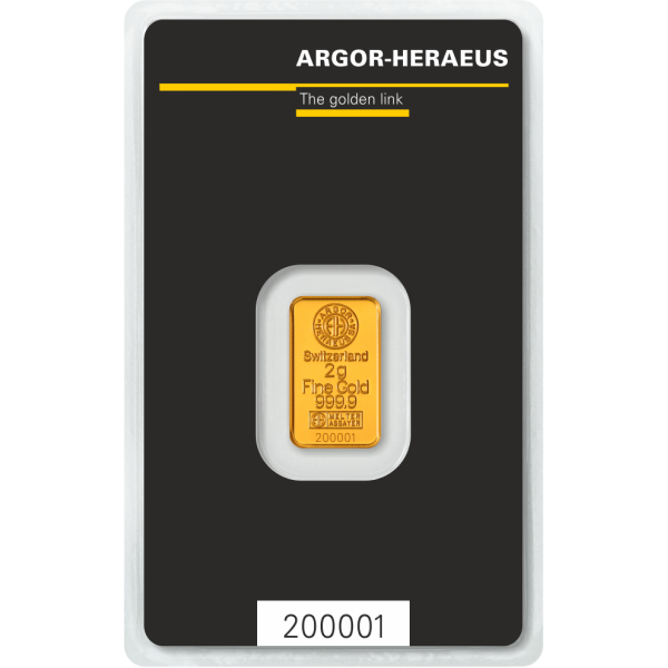 2 GRAM GOLD BAR ARGOR-HERAEUS KINEBAR thumbnail 2