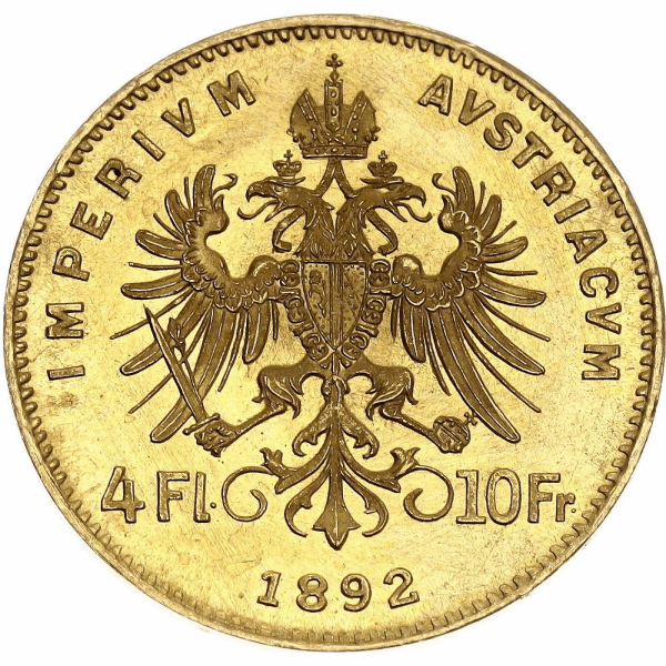 4 FLORIN AUSTRIAN/10 FRANC GOLD COIN 2