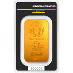 50 GRAM GOLD BAR ARGOR-HERAEUS 