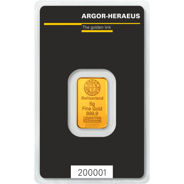 5 GRAM GOLD BAR ARGOR-HERAEUS KINEBAR thumbnail 2