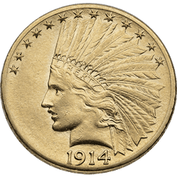 $10 U.S. GOLD INDIAN XF 