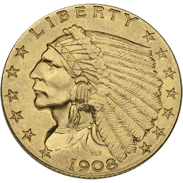 $2.5 U.S. GOLD INDIAN XF 
