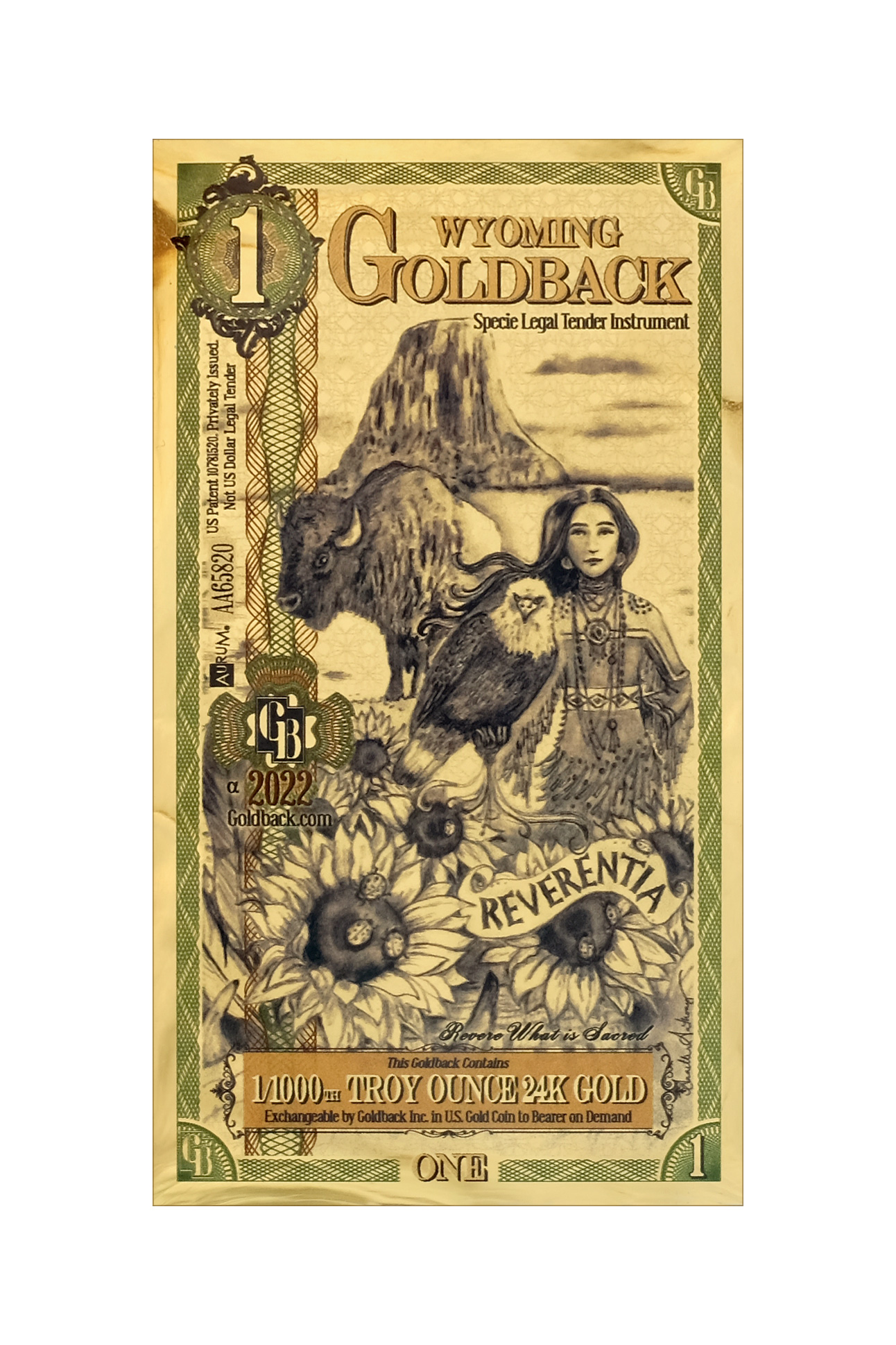 Wyoming 1 Goldback Alpha 