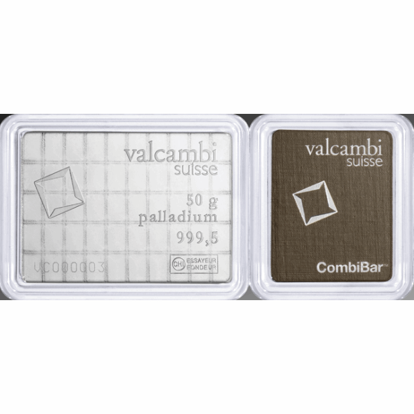 50 GRAM PALLADIUM COMBI-BAR VALCAMBI 